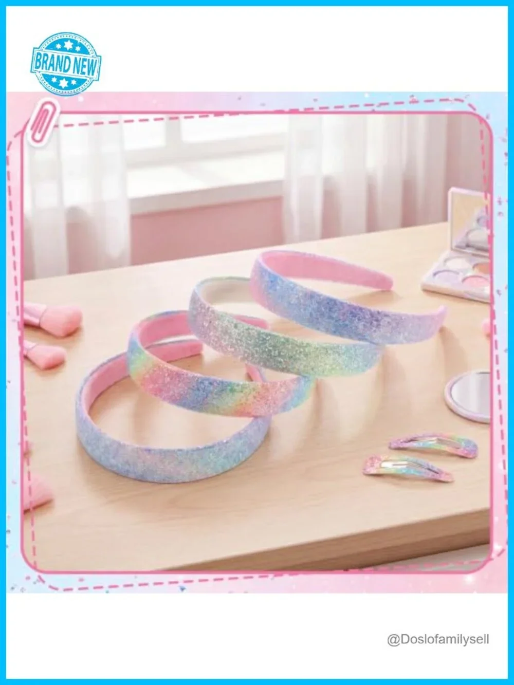 4 Pcs Glitter Sparkly Headbands for Girls Chunky Hair Accessories